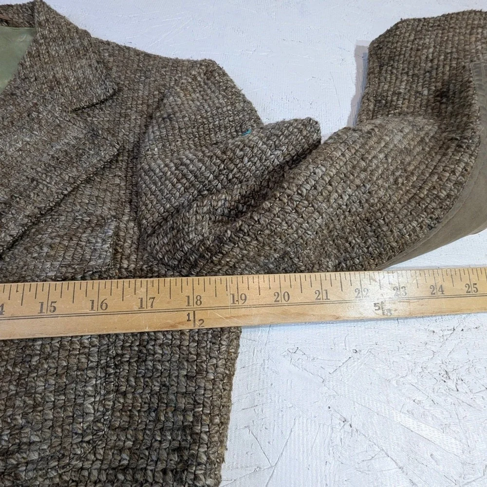 Vintage Johnny Carson Wool‎ Jacket L Brown Tweed Elbow Patches USA